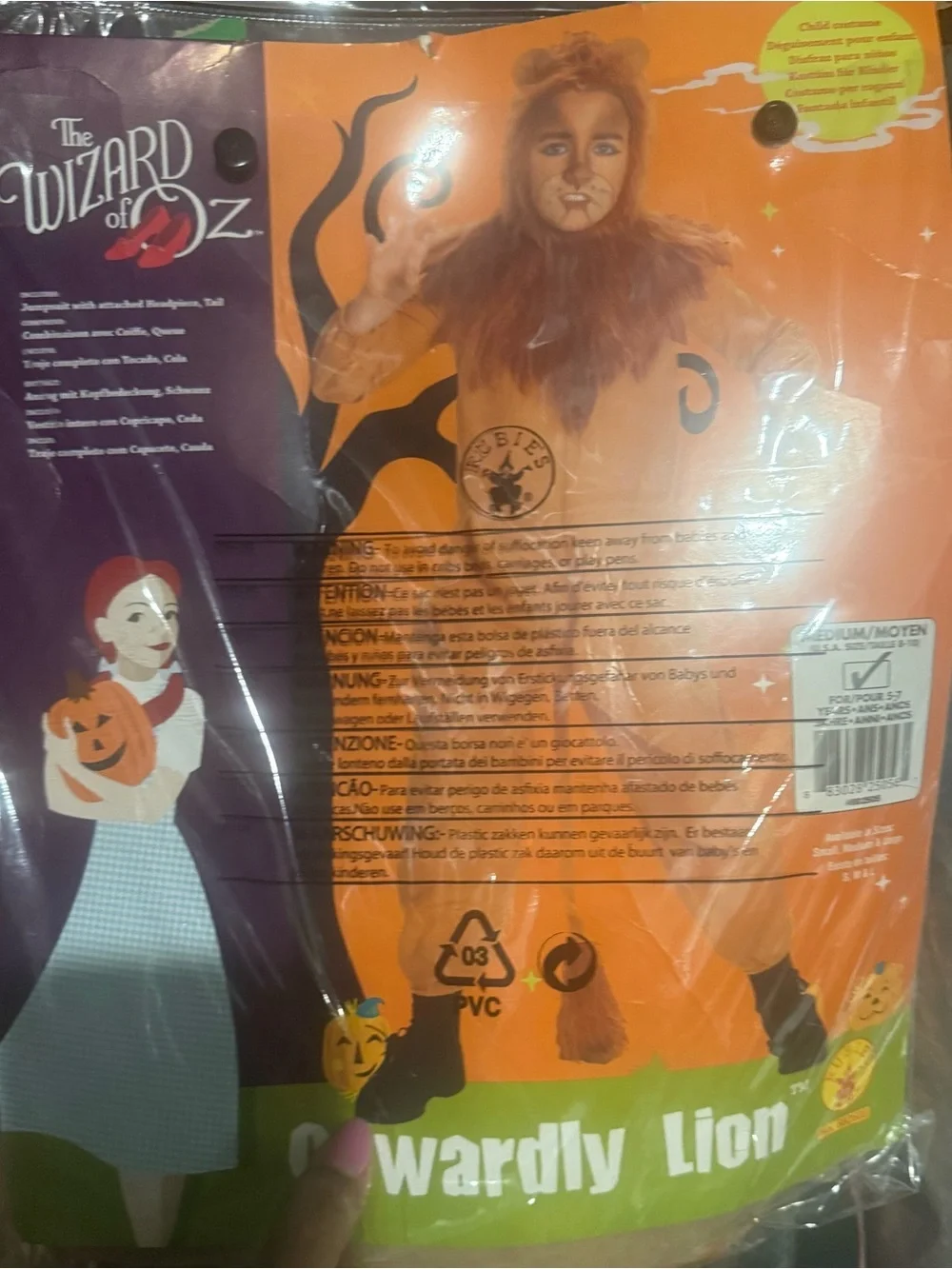 The wizard of oz /Kids Lion Costume - Orange Plush Jumpsuit with Mane